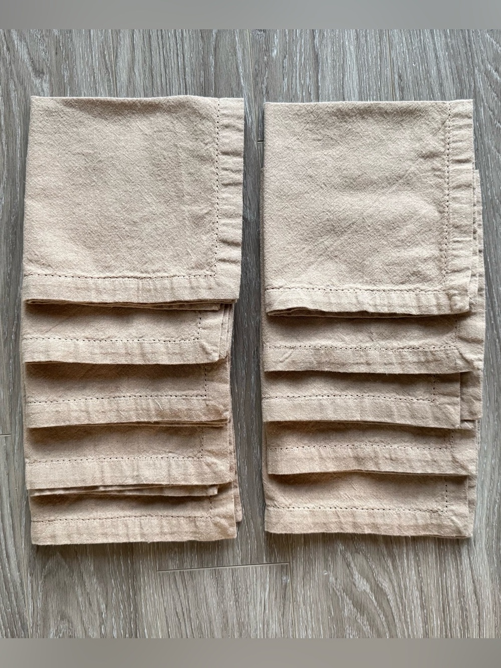 Fabric Napkins Set Of 10 Beige 100% Cotton